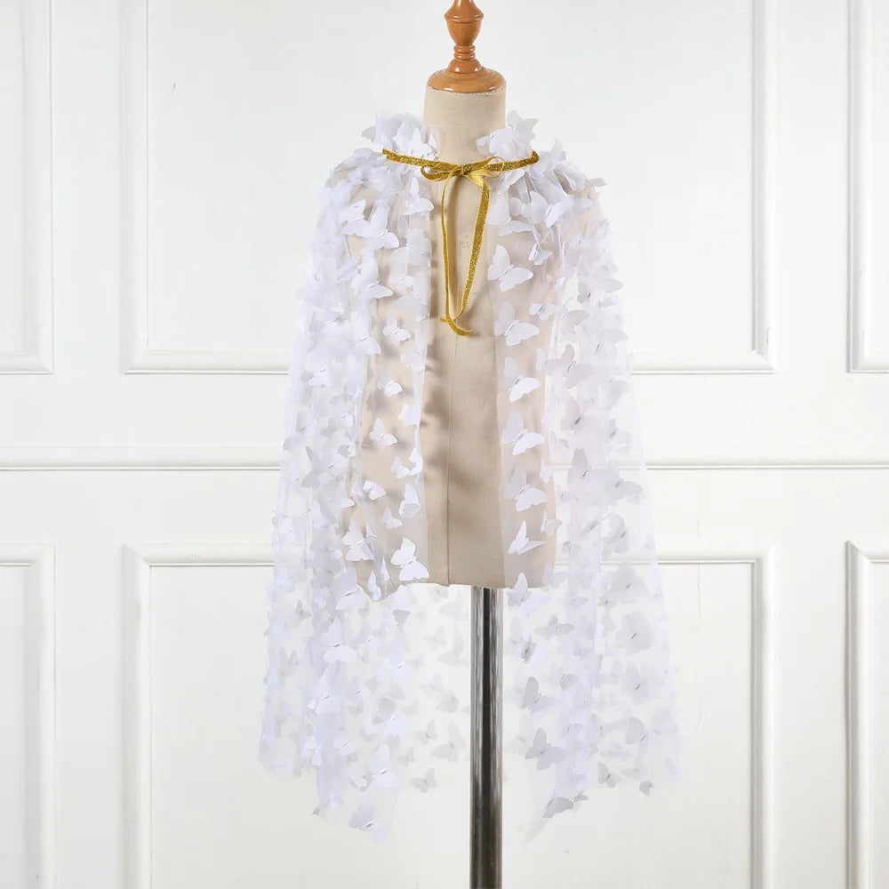 New Colourfu Flower Girls Cloak Fairy Lace Embroidered Cloak Children's Mesh Princess Cape Shawl Birthday Party Kids Clothes