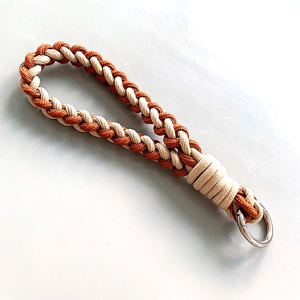 Handmade Rope Woven Keychain Phone Case Anti-lost Rope Strap Key Ring Tool Backpack Buckle Thickened Accessory Fashion Jewelry
