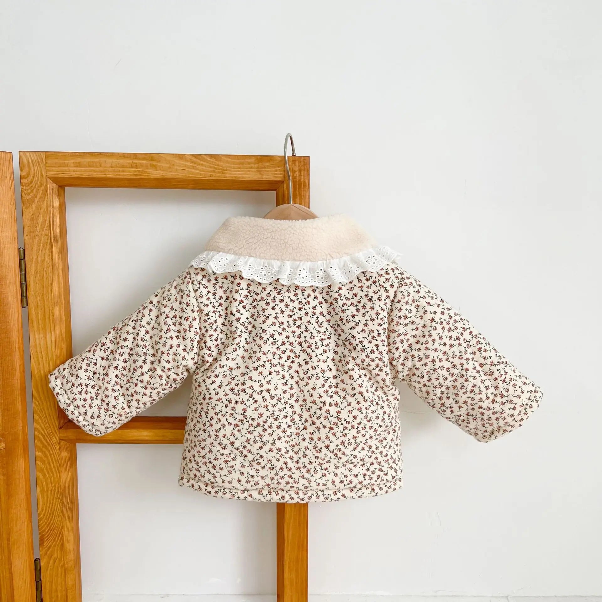 Winter New Coat Baby Plus Velvet  Warm Clothes Fashion Flower Print Girls Padded Jacket Children Long Sleeve Thick Outwears