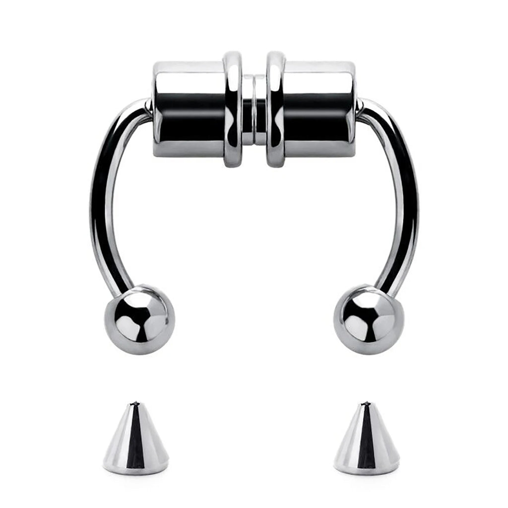 1/4pcs Women's Fake Nose Rings - Magnetic Stainless Steel Septum Hoops, Rock Hip Hop Body Jewelry