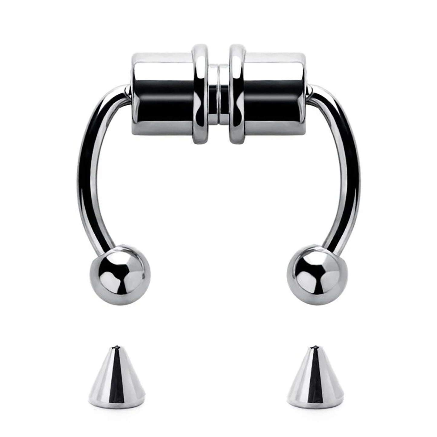 1/4pcs Women's Fake Nose Rings - Magnetic Stainless Steel Septum Hoops, Rock Hip Hop Body Jewelry
