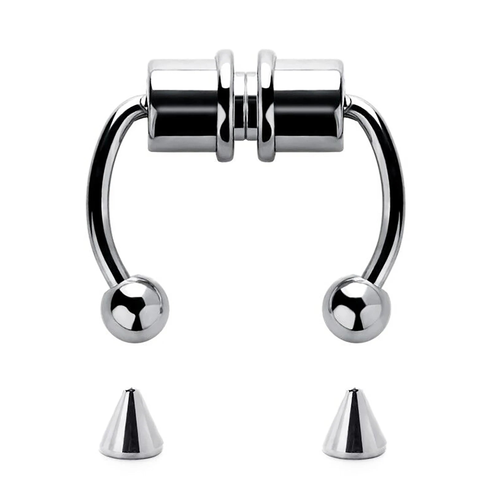 1/4pcs Women's Fake Nose Rings - Magnetic Stainless Steel Septum Hoops, Rock Hip Hop Body Jewelry