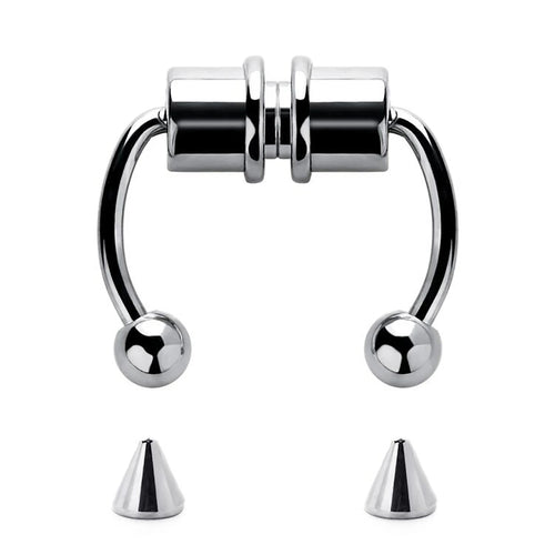 1/4pcs Women's Fake Nose Rings - Magnetic Stainless Steel Septum Hoops, Rock Hip Hop Body Jewelry