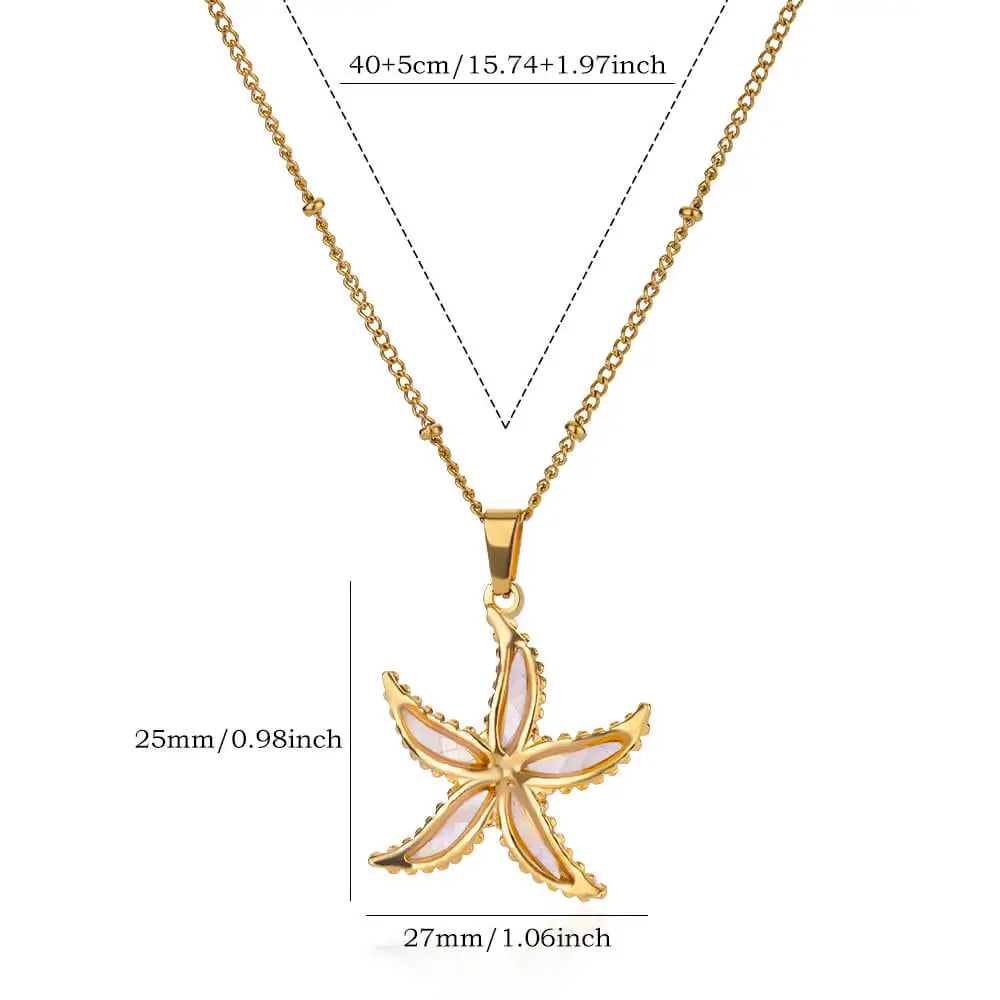 Colorful Starfish Necklaces For Women Gold Color Stainless Steel Starfish Pendant Necklace Wedding Christmas Jewelry Gift
