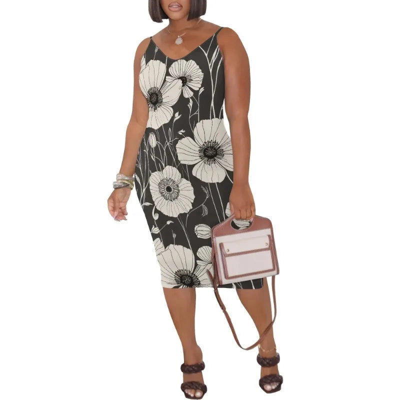 Womens Summer Short Sundress Plus Size Tank Sleeveless T-Shirt Midi Dress Beach Loose Fit Casual Dress