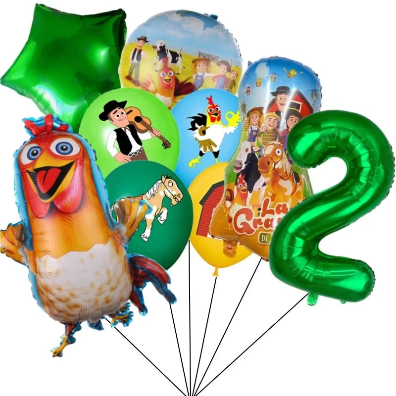 Chicken Dairy Farm Chick Tractor Ballons Happy Birthday Kids Party Animal Pet Dream Rangeland La Granja Zenon Party Decoration