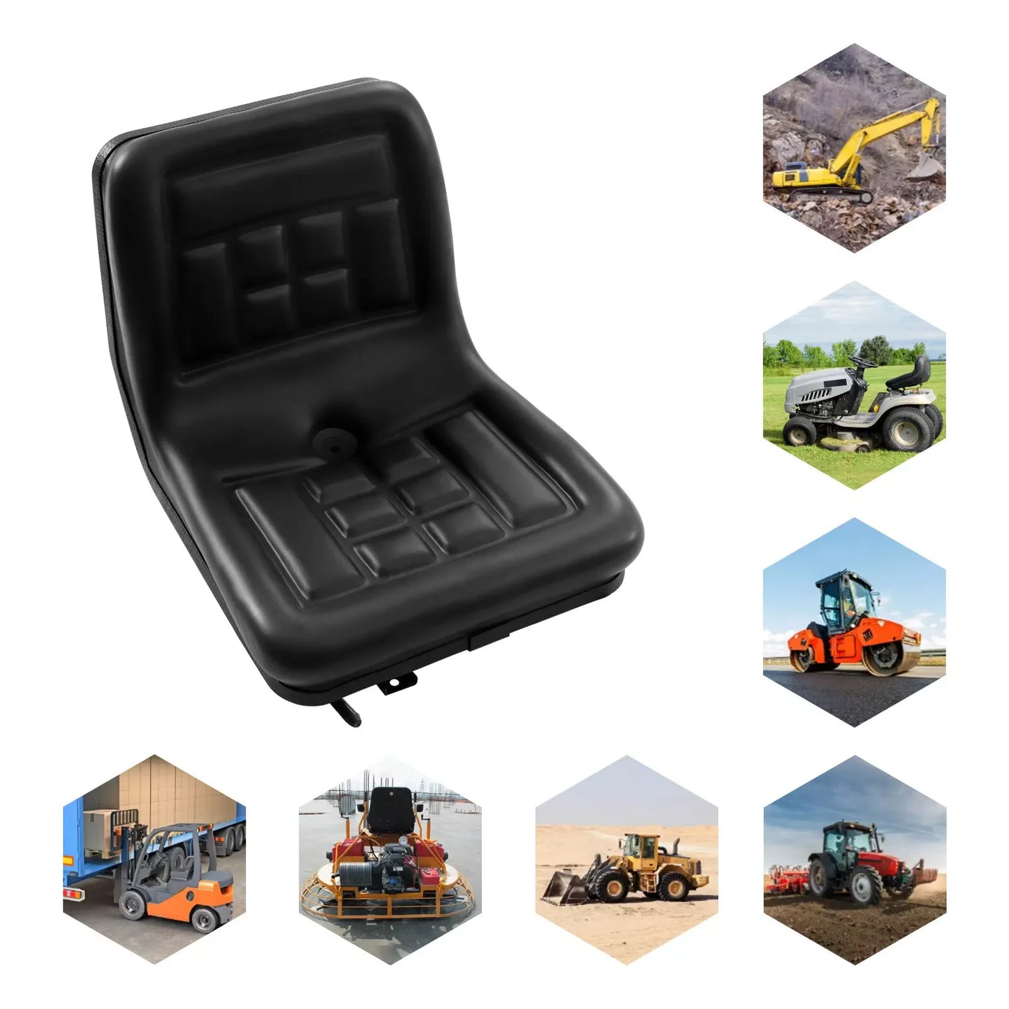 High Back Mower Seat Universal Forklift Seat for Lawn Tractor Excavator Skid Loader Backhoe Dozer Slidable