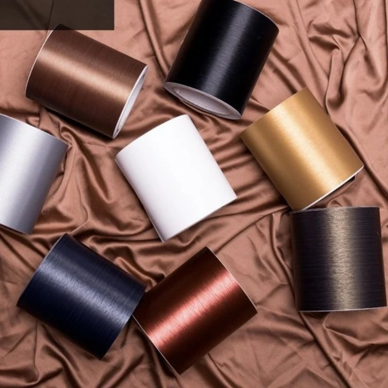 Thickened Brushed Imitation Metal Sticker Self-adhesive Skirting Line Wall Sticker Door Frame Renovation Decoration Self Pasting