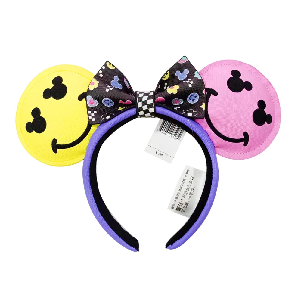 Disney Princess Mickey Mouse Headband Mickey Ear Rapunzel Snow White Sequin Bow Hair Hoop Gift Girl Accessories Christmas Gift