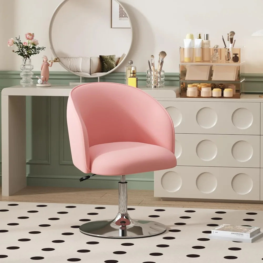 Swivel Vanity Stool Contemporary Round Velvet Back Tilt Accent Chairs 360° Makeup Chair with Frame Height Adjustable