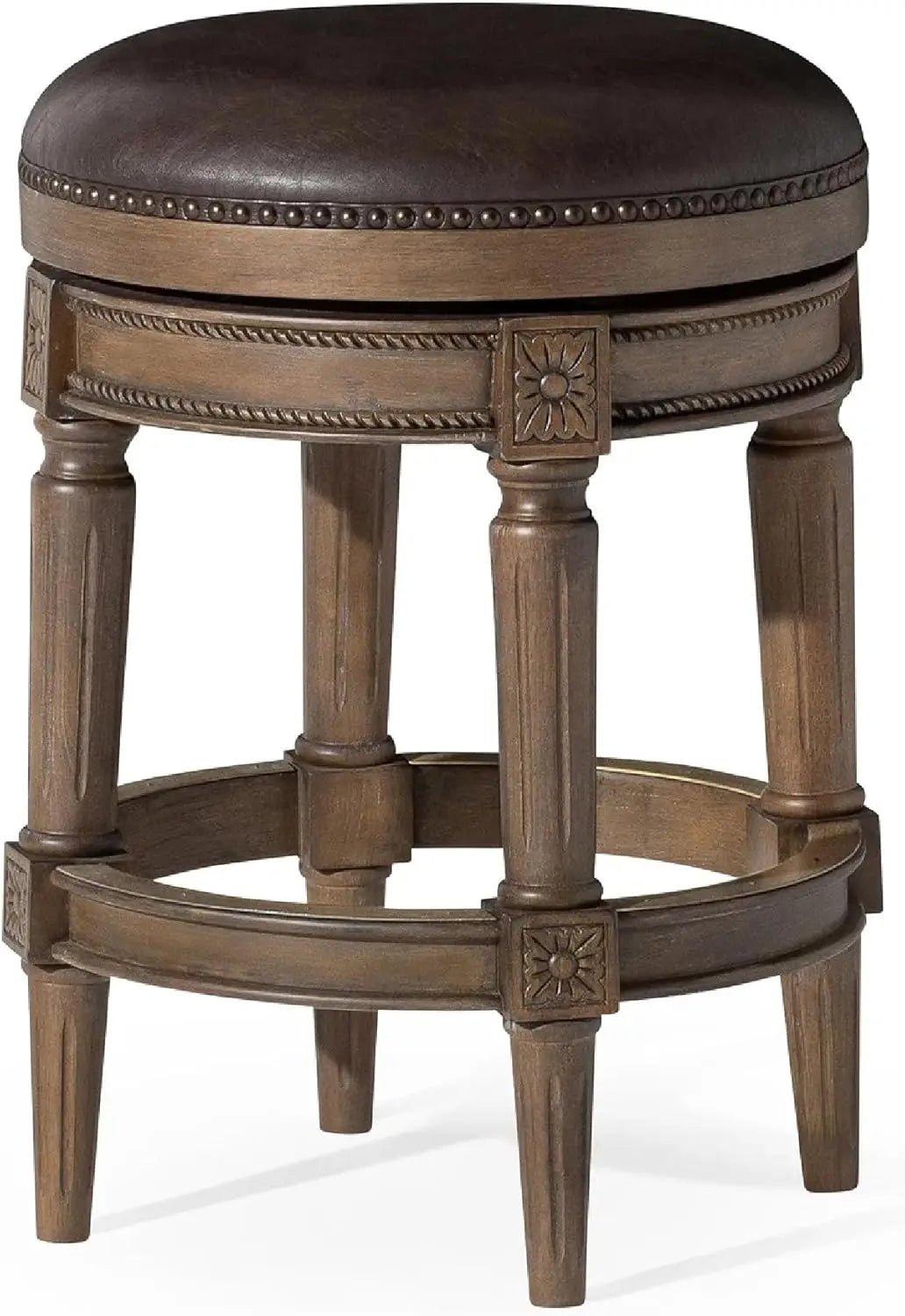 Pullman 26 Inch Tall Backless Alabaster White Finish Counter Height Upholstered Barstool with Cream Fabric Cushion Seat