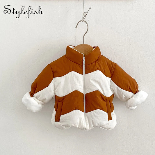 Autumn and winter new style baby clothes for 0-3 years old baby clothes for baby girls and boys color-matched cotton coat