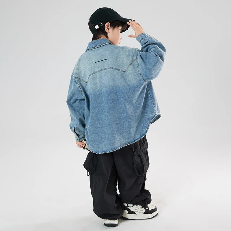 Autumn Boy Children Fashion Cool Denim Jacket Coat Stylish Kids Boys Casual Denim Clothing Outfit Age 5 7 9 10 11 13 14 Years