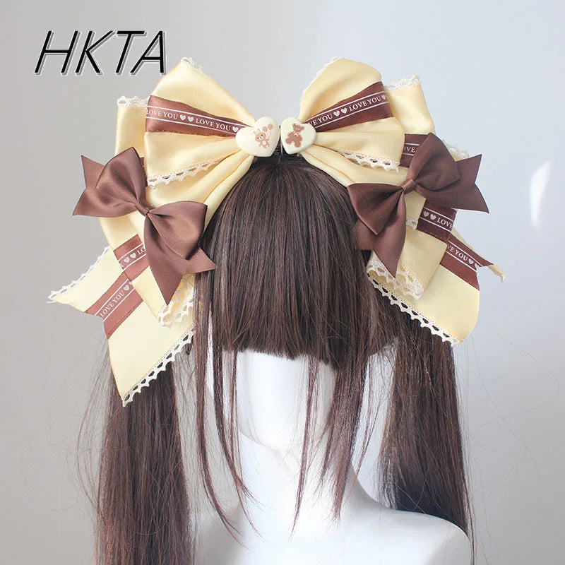 Spring Summer Cute Sweet Hair Clips for Women Bow Headwear Thin Lolita Ladies Hair Clips KC Hair Bow Lolita Korean Accessories