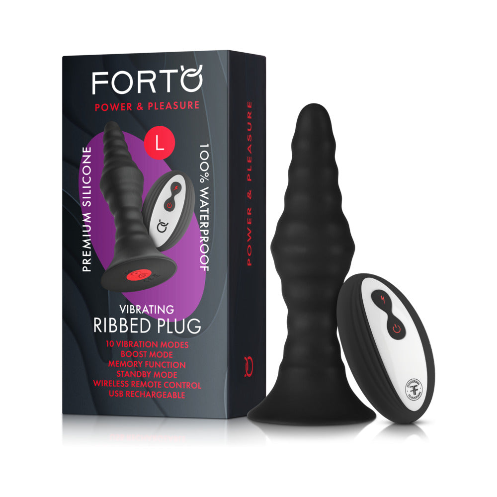 Forto Vibrating Ribbed Plug Rechargeable Remote-Controlled Silicone