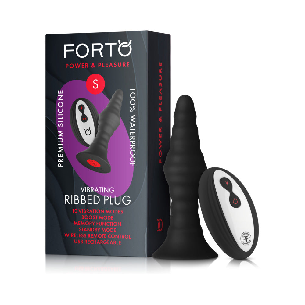 Forto Vibrating Ribbed Plug Rechargeable Remote-Controlled Silicone