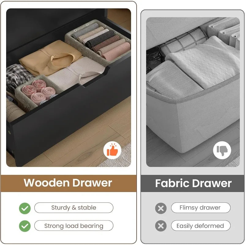 Tall 6 Drawer Dresser, Black Modern Chest of Drawers for Bedroom,Closet Dressers with Drawers for Living Room, Entryway, Hallway