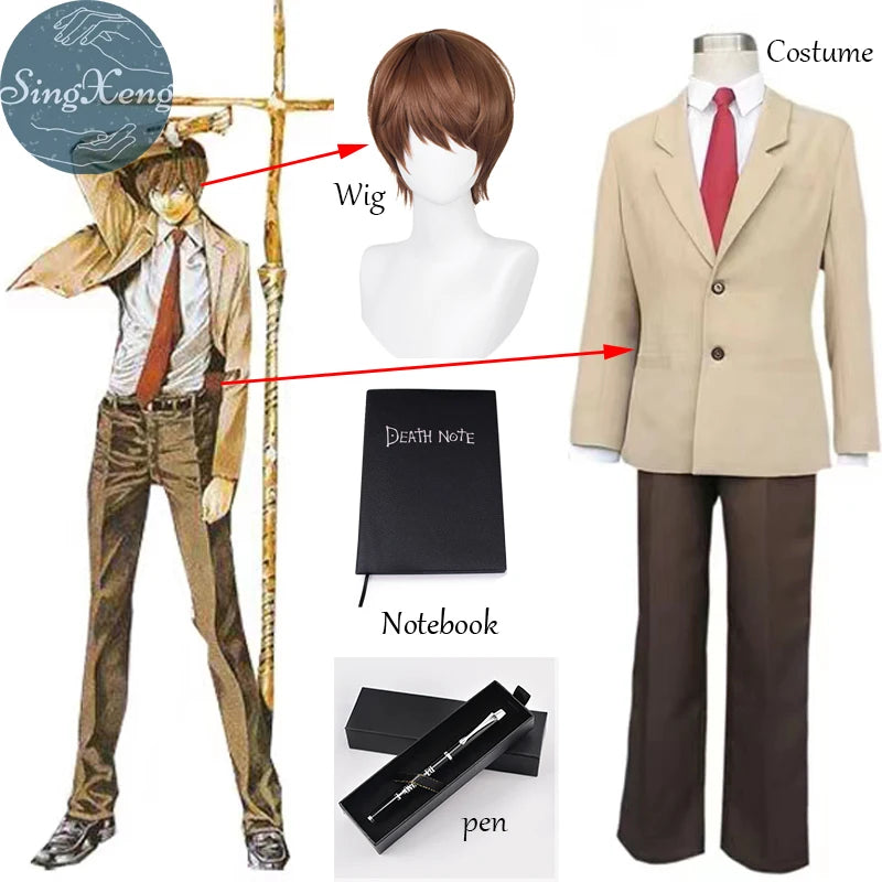 Anime DEATH NOTE Cosplay Costume Women Yagami Light School Uniform Coat Pants Suit Halloween