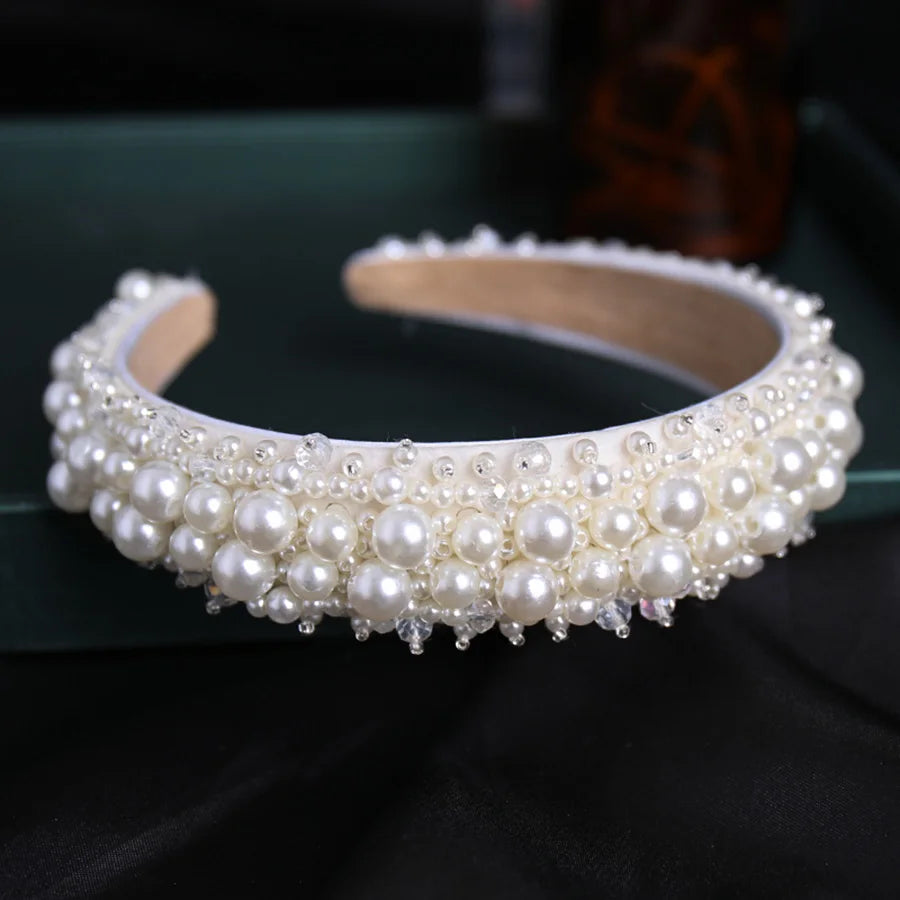 Wedding Bridal Pearl Headband Bride Hair Accessories Elegant Headpiece Women Hair Band Jewelry Party Hairwear