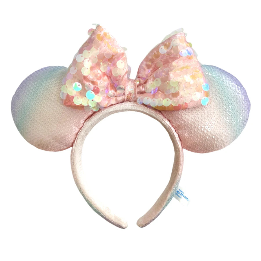 Disney Princess Mickey Mouse Headband Mickey Ear Rapunzel Snow White Sequin Bow Hair Hoop Gift Girl Accessories Christmas Gift