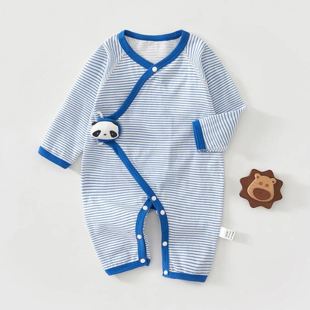 Summer Baby Boy Clothes 100% Cotton Baby Girl Rompers Long Sleeve Striped Newborn Jumpsuit 0 6 Months Unisex Hospital Onesies