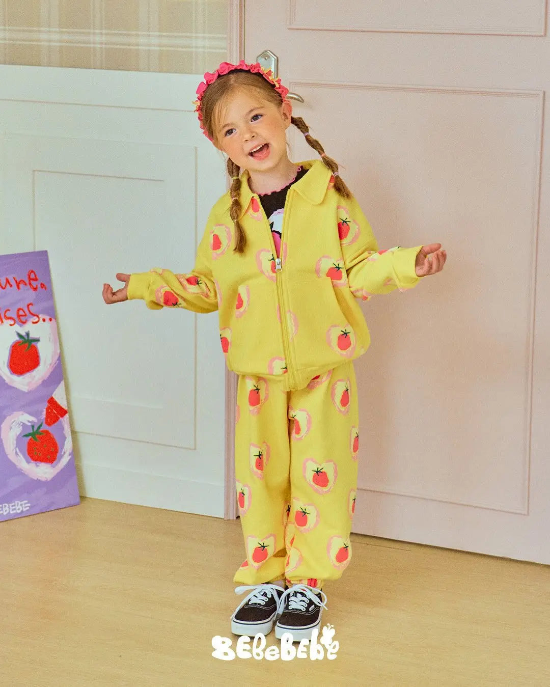 Children's Jacket 2025 Autumn/Winter New Strawberry Full Print Fashion Boys and Girls' Sportswear Coat Pure Cotton Sweatshirt