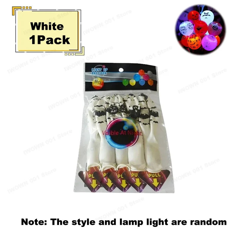 12 Inch Halloween Pumpkin Latex Balloons With Light LED Glow In The Dark Pumpkin Ghost Balloons Halloween Party Decorations