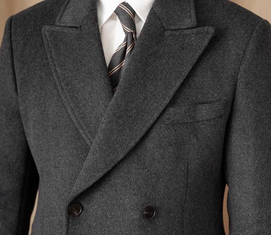 HauteWool™ – Double-Breasted Wool Coat (25% Wool Blend)