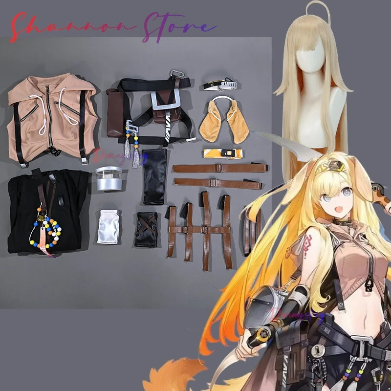 Arknights Brigid Cosplay Costume Brigid Wig Hair Band Tail Accessories Prop Uniform Anime Halloween Disguise for Adult Women