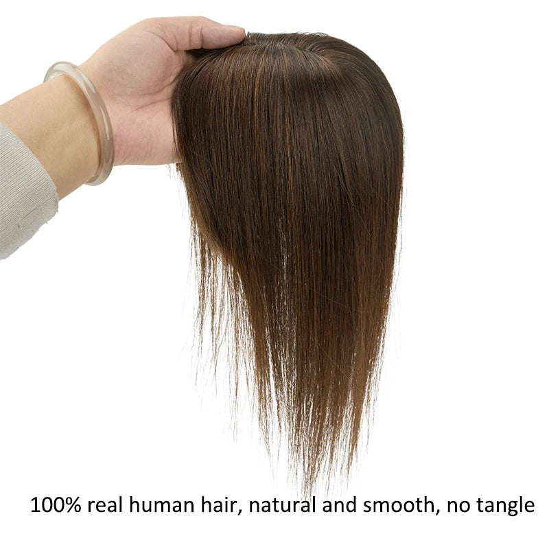7x11cm Women Toupee Human Hair Wigs Straight Silk Base Women Topper Brazilian Real Natural Human Hair System Clip in Hairpiece