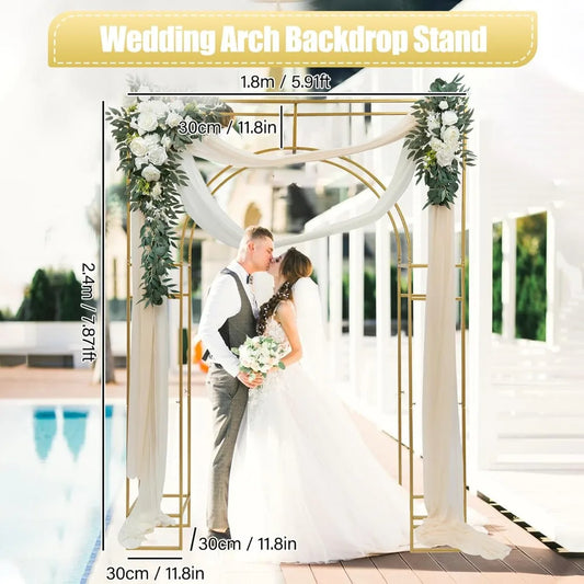 Wedding Arch Backdrop Stand, Wedding Arches for Ceremony Square Metal Balloon Arch Stand Garden Arbor Frame for Wedding