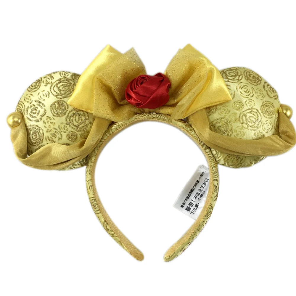 Disney Princess Mickey Mouse Headband Mickey Ear Rapunzel Snow White Sequin Bow Hair Hoop Gift Girl Accessories Christmas Gift