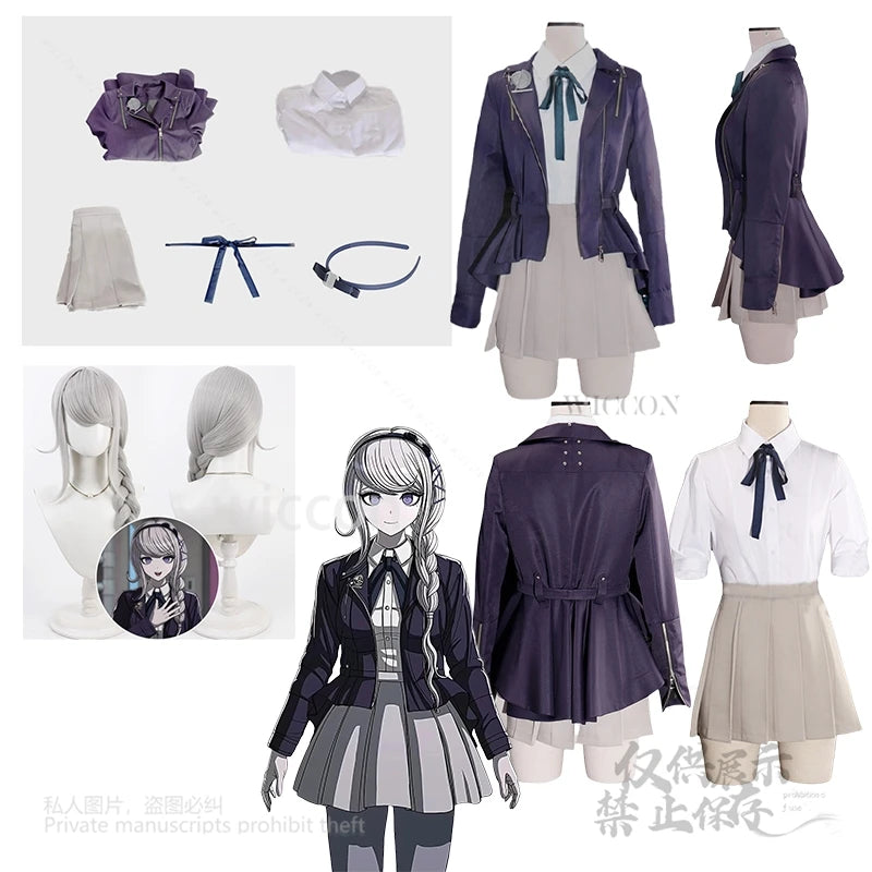 HUNDRED Cos LINE -Last Defense Cosplay Costume Academy- Kirifuji Nozomi JK Uniform Coat Skirt Shirt Tie Suit Wig Halloween Party