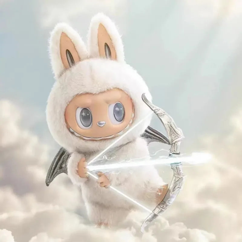 Little angel Rabu blind box sitting doll macaroon party vinyl heart plush hand Christmas gift key ring children's toy copy.