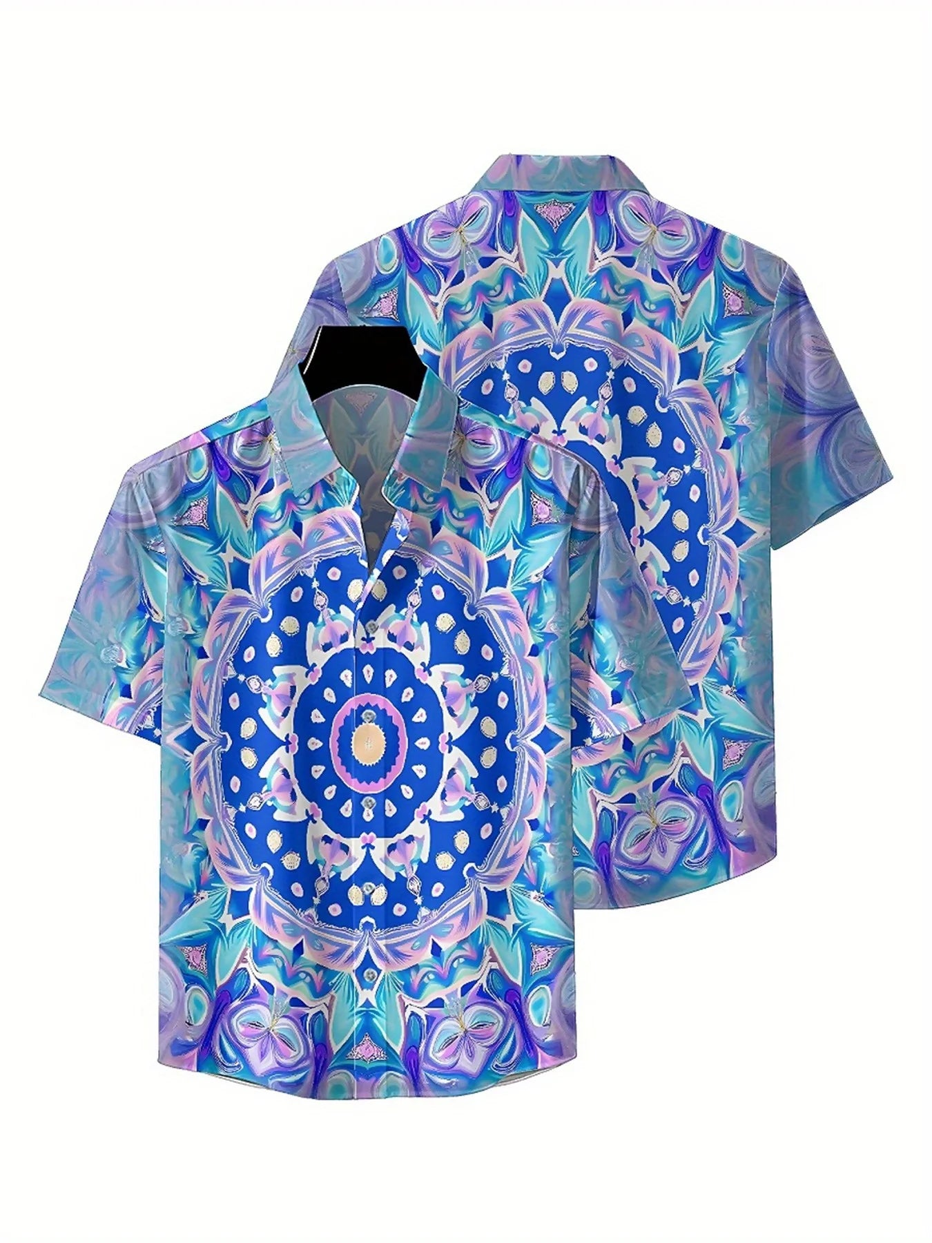 Men's Plus Size Hawaiian Shirts Dream Mandala Prints Pattern, Unisex Aloha Shirts,New in Summer Tops Tee,streetwear