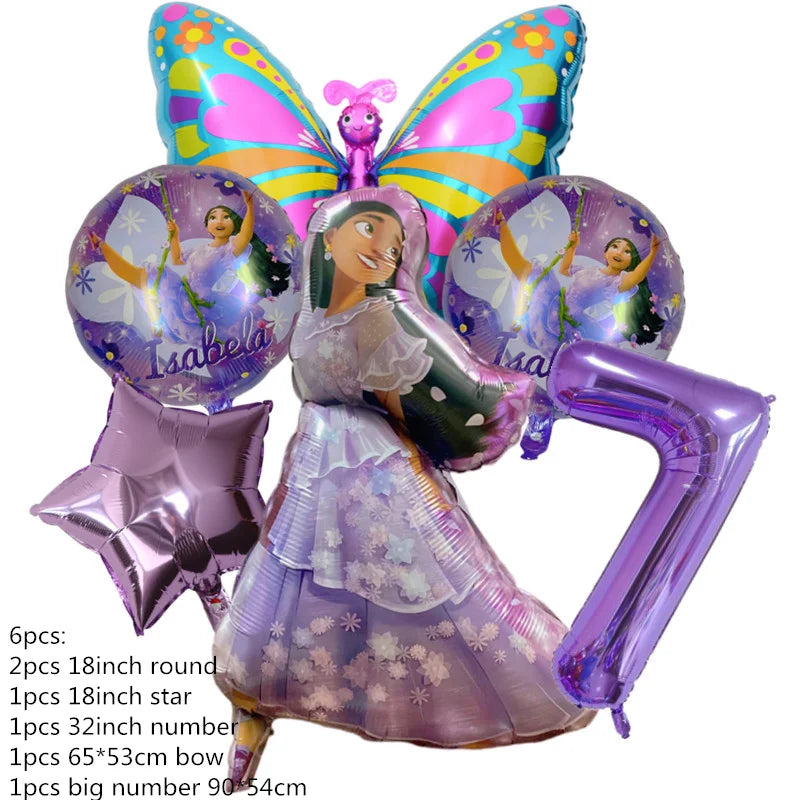 Disney Encanto Mirabel Isabella Party Balloons Set 32inch Purple Number Foil Balloons For Kids 1 2 3th Birthday Decor Air Globos