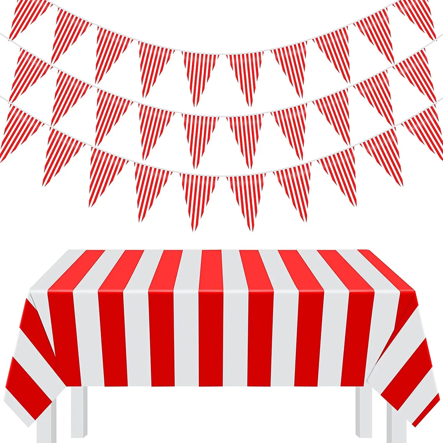 Red White Silver Striped Disposable Tableware Set Circus Birthday Party Decor Plates Cup Tablecloth Napkin Knives Forks Supplies