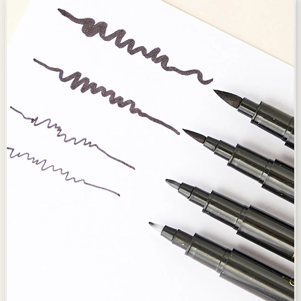 4pc Brush Pen Calligraphy Pen Chinese Words Learning Stationery Student Art Drawing Marker Pens