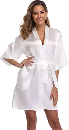 Satin Robe Female Intimate Lingerie Sleepwear Silky Bridal Wedding Gift Casual Kimono Bathrobe Gown Nightgown Sexy Nightwear