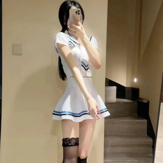Sexy College Style JK Student Uniforms Schoolgirl Costumes Women's Tops Miniskirt Pajamas Naughty Erotic Lingerie Cosplay Sailor