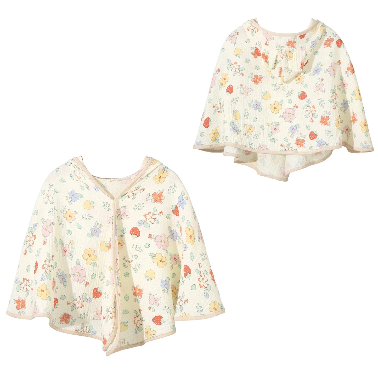 Infant Cute Printed Soft Bath Towel Hooded Cape Bathrobe Baby Swaddle Blanket Bathroom Beach Pool Cloak Summer Sunscreen Shawl