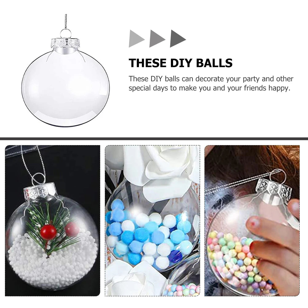 12pcs DIY 60mm Transparent Clear Bauble Fillable Balls Christmas Tree Balls Christmas Tree Hanging Decor Xmas Party