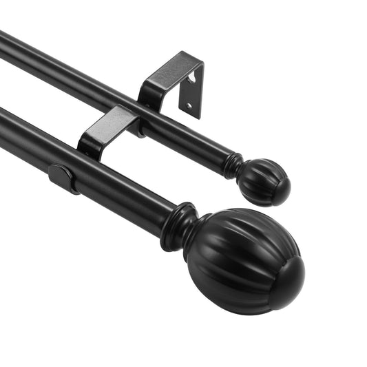Double Rod Curtain Rods, 36-72 Inches(3-6ft) Adjustable Length, Black