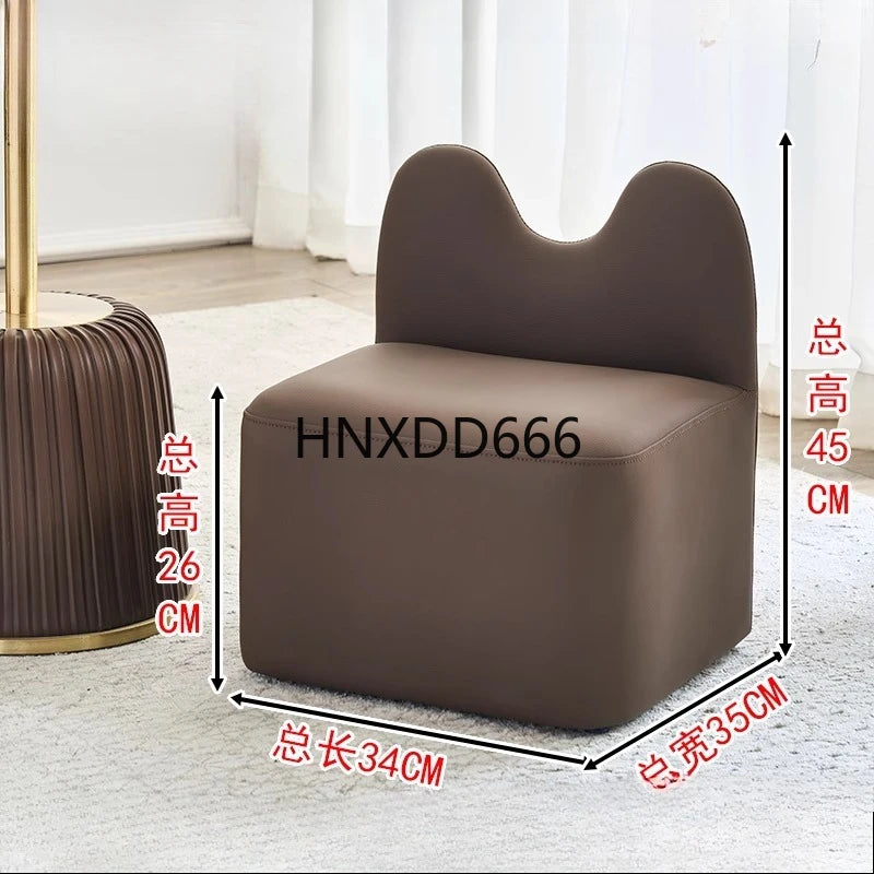 household high-end living room luxury shoe change stool with backrest footstool sofa hair stool