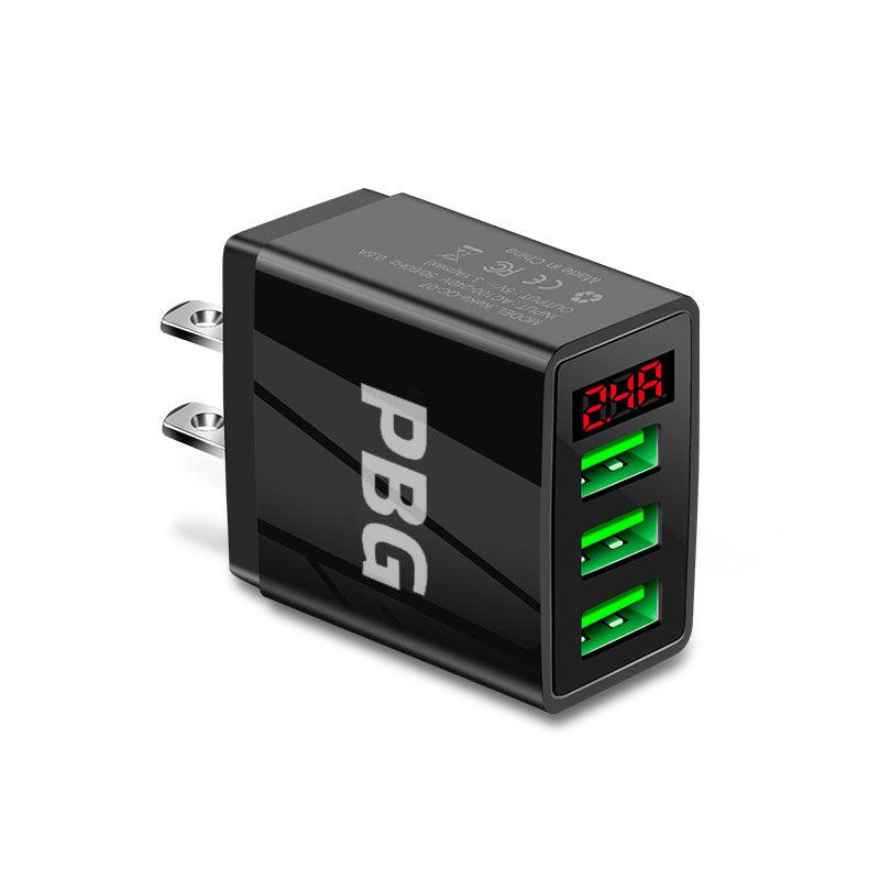3-Port 2 pack USB Quick Wall Charger with LED Voltage Display - Safe &