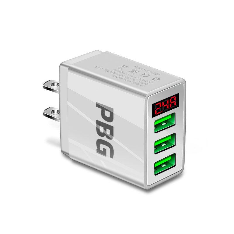 3-Port 2 pack USB Quick Wall Charger with LED Voltage Display - Safe &