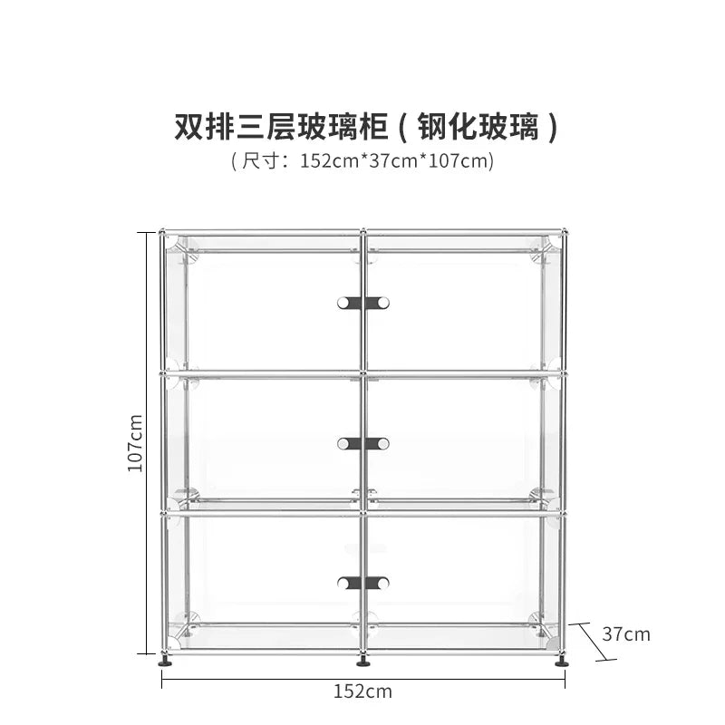 b7+  Nordic medieval cream wind small apartment display cabinet stainless steel module furniture decorative cabinet