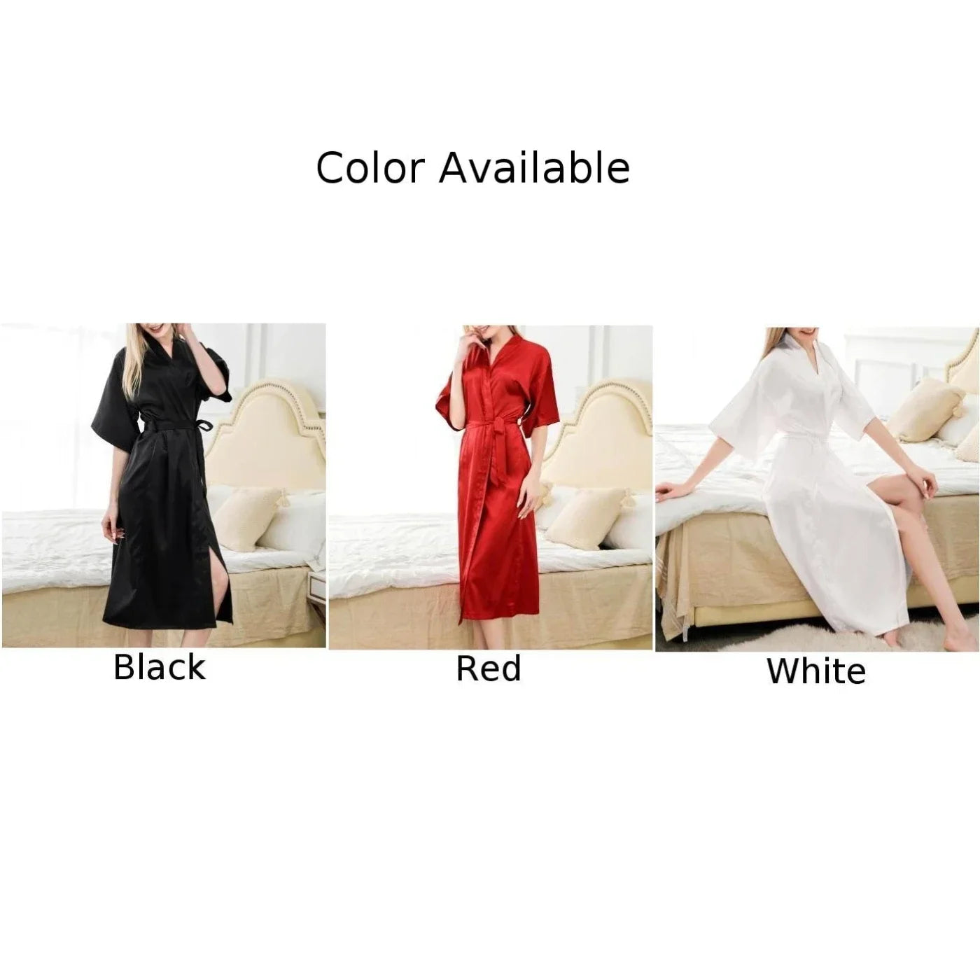 2025 New Summer Womens Satin Long Robe Nightgowns Wedding Dressing Gown Sleepwear Ladies Solid Color Lingerie Comfort Nightdress