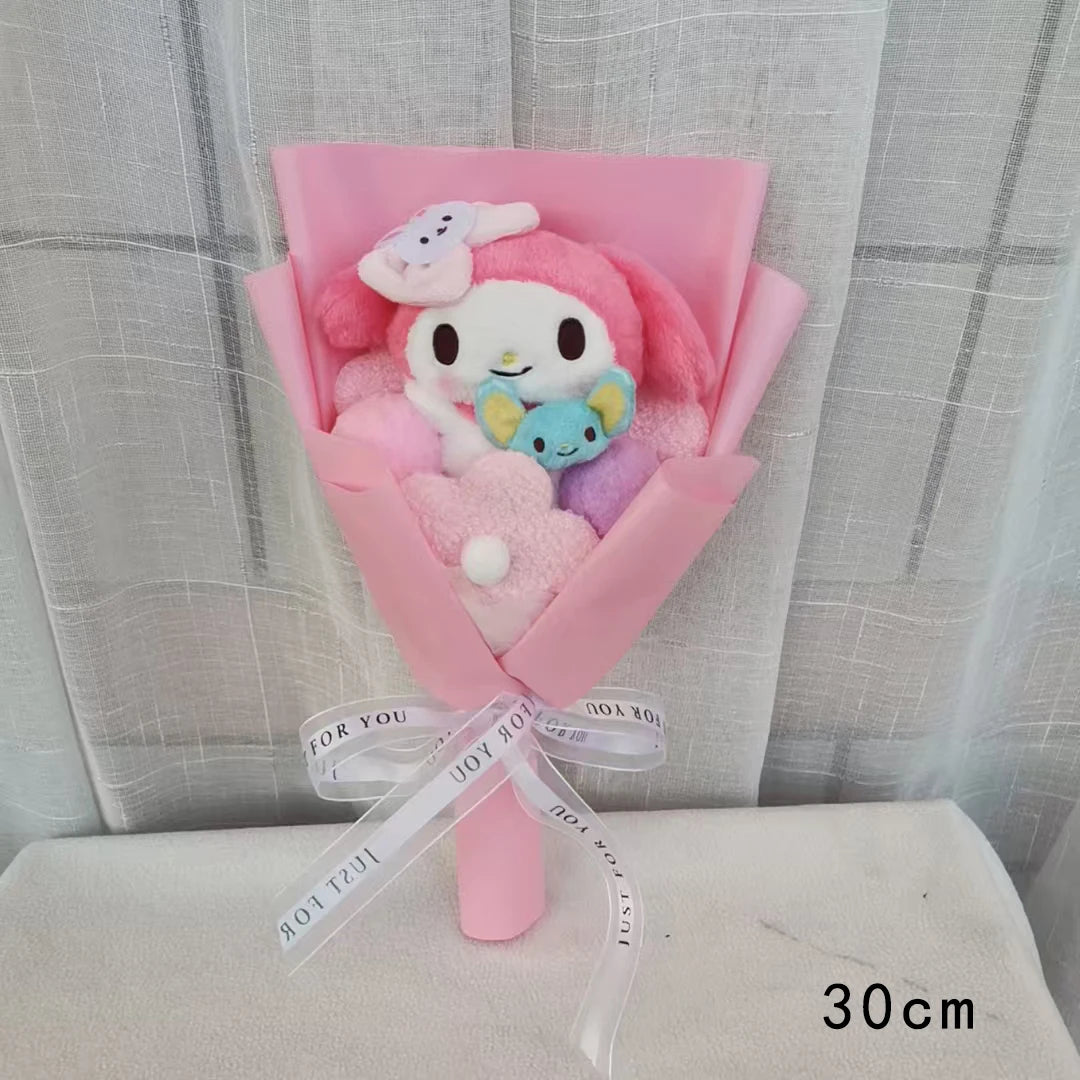 Kuromi Plush Doll Bouquet Sanrio Hello Kitty My Melody Cinnamoroll Stuffed Plushies Valentine's Day Christmas Birthday Gifts