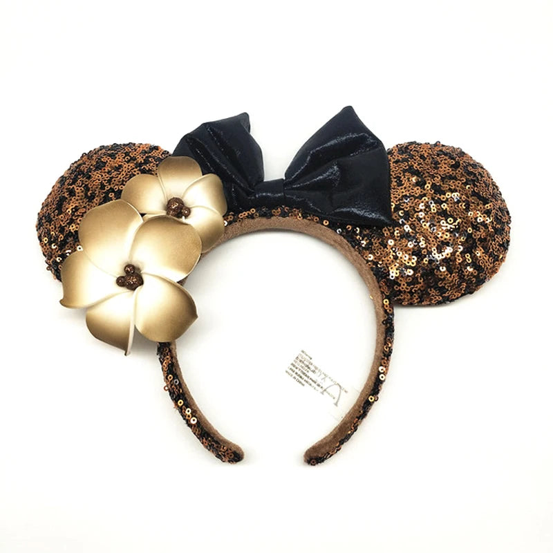 Disney Princess Mickey Mouse Headband Mickey Ear Rapunzel Snow White Sequin Bow Hair Hoop Gift Girl Accessories Christmas Gift